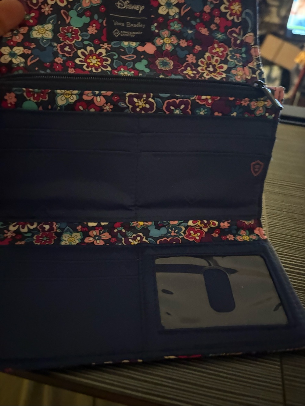 Vera Bradley Quilted Floral Wallet in Navy, Pink, Turquoise - Picture 3 of 5